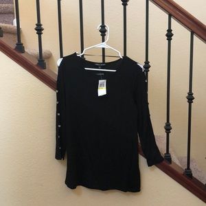 Cable & Gauge black long sleeved jeweled tee